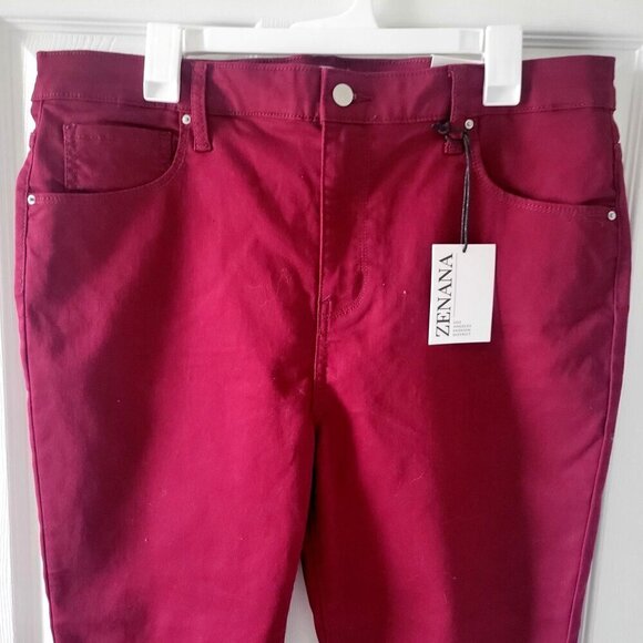 Zenana Womens Burgundy Skinny Jeans 1X - Sustainable & Ethical - Picture 6 of 9